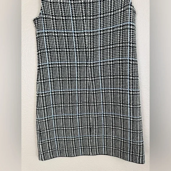 St John Prince Of Wales Black White Houndstooth Wool Shift Dress US 8 $995